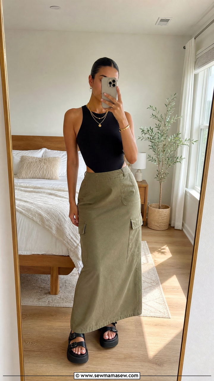 Maxi Skirt and Bodysuit Outfit - 35 maxi skirt outfit ideas for women