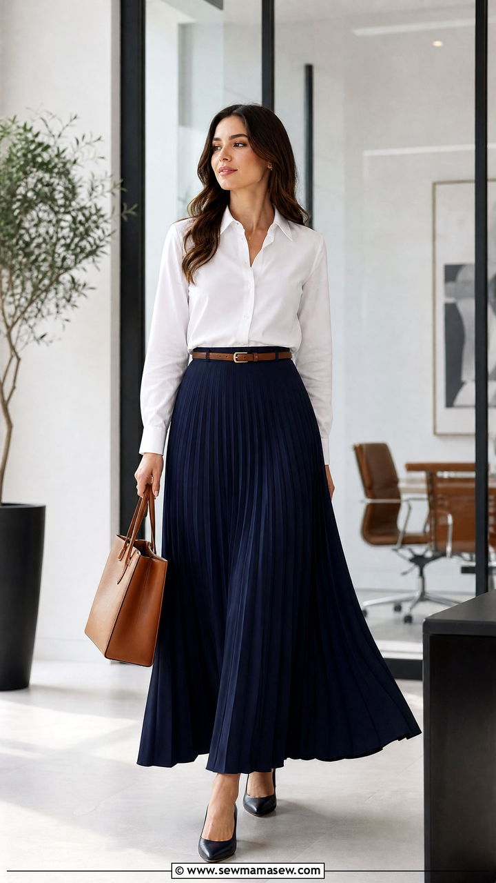 Maxi Skirt and Button Down Shirt Outfit - 35 maxi skirt outfit ideas for women