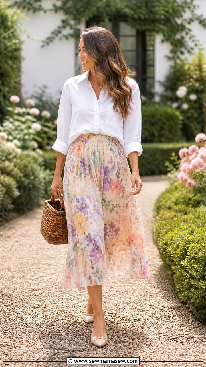 Maxi Skirt and Button Down Shirt Spring Birthday Outfit - 40 Spring birthday outfits