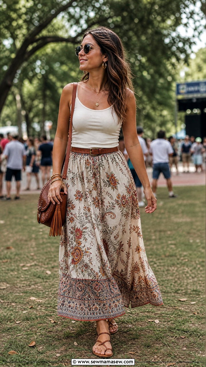 Maxi Skirt and Fitted Tank Outfit - 35 June outfits for women