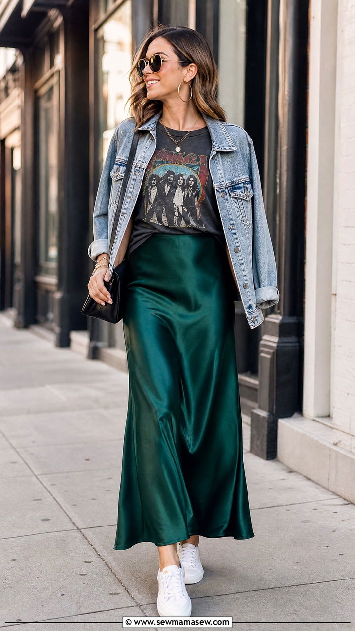 Maxi Skirt and Graphic Tee Outfit - 35 maxi skirt outfit ideas for women