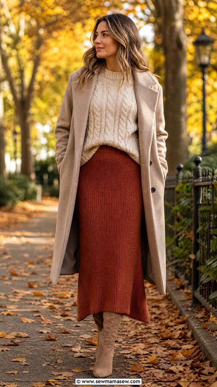 Maxi Skirt and Sweater Outfit - 35 maxi skirt outfit ideas for women