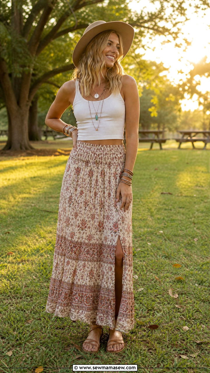 Maxi Skirt and Tank Top Boho Outfit - 40 Disneyland outfit ideas