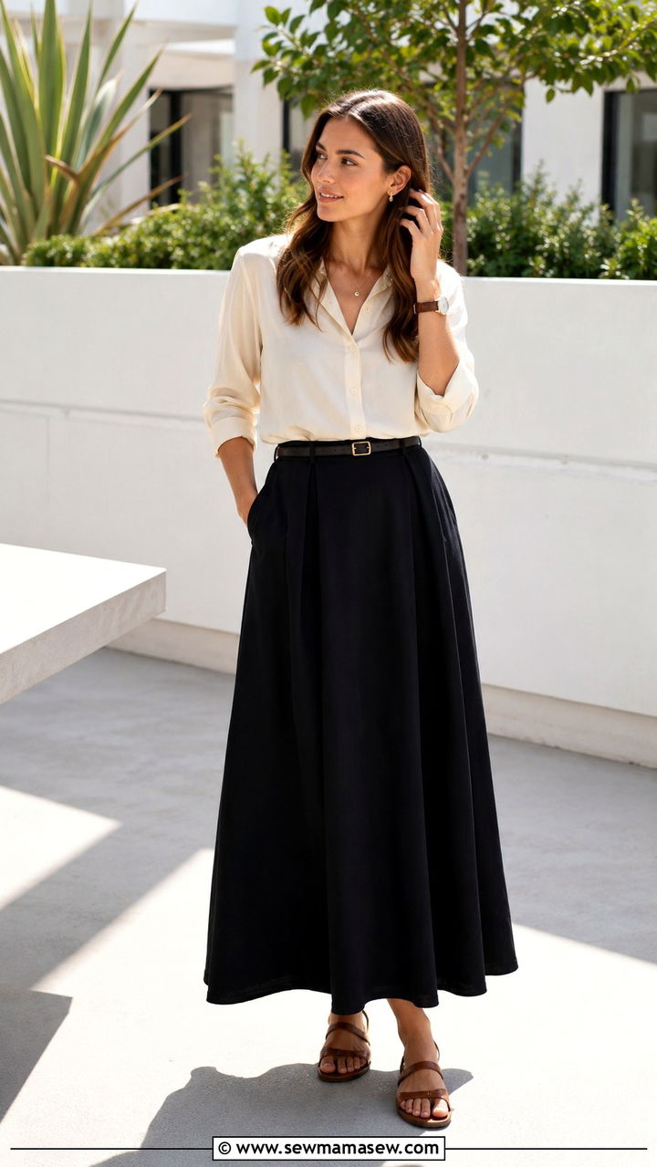Maxi Skirt and Tucked In Blouse Internship Outfit - 30 Internship outfit ideas