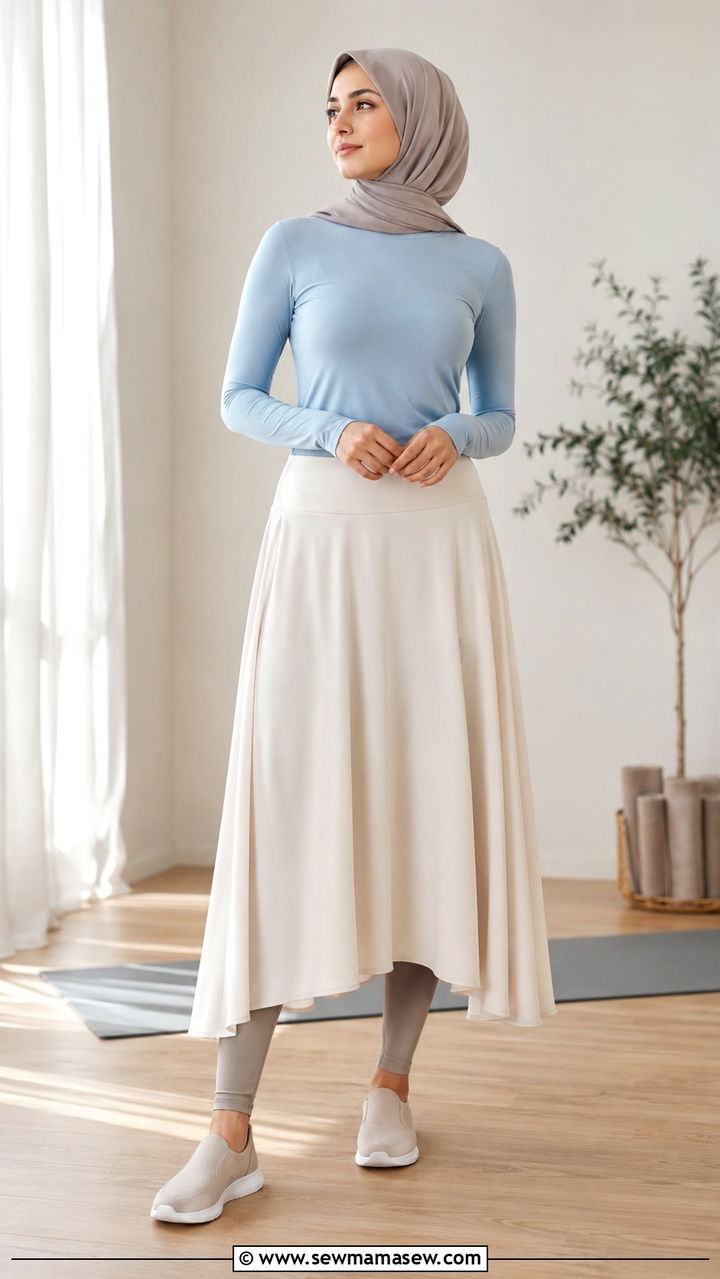 Maxi Skirt with Leggings Modest Workout - 30 Modest outfit ideas for gym