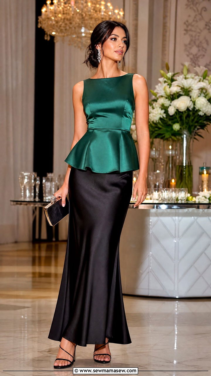 Maxi Skirt with Peplum Top and Strappy Heels - 35 maxi skirt outfits ideas