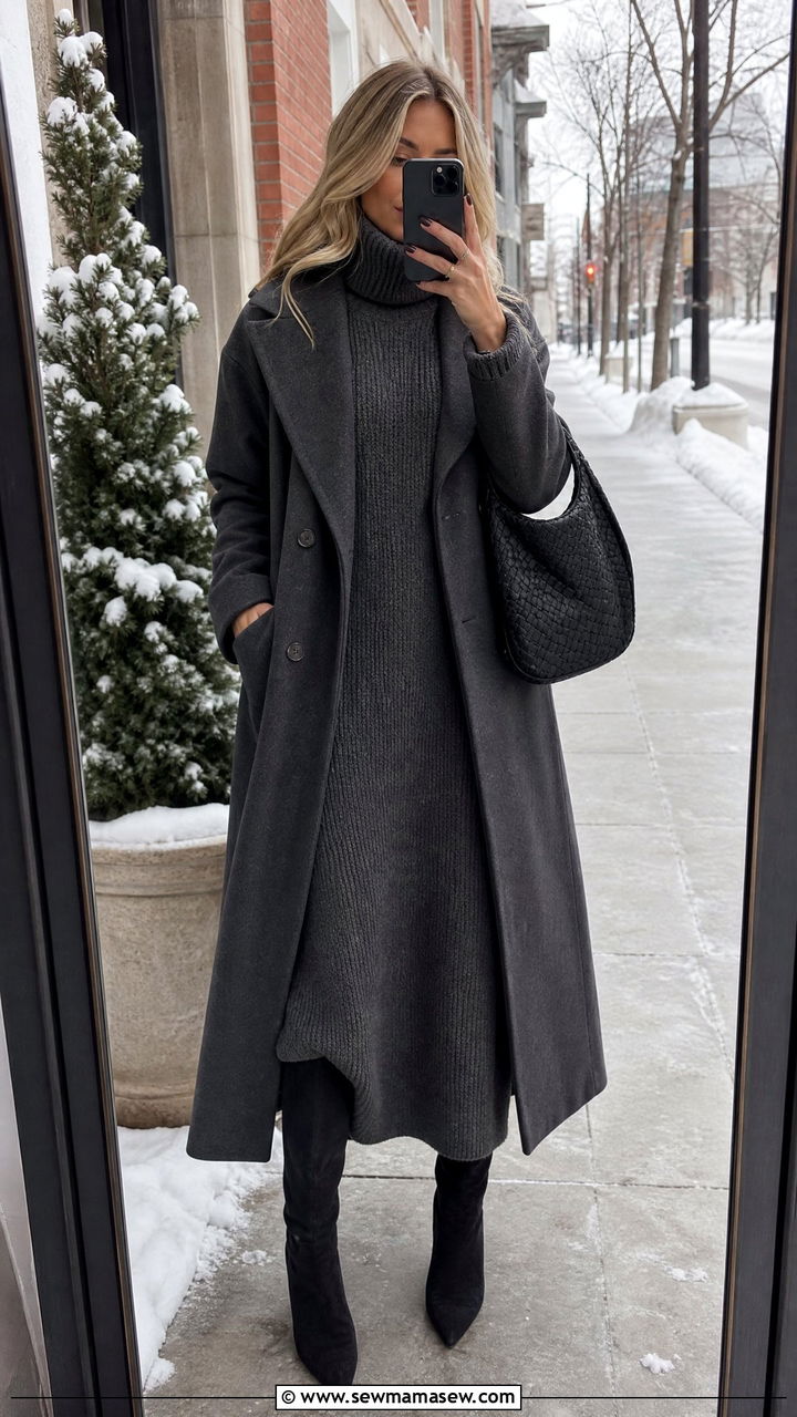 Maxi Sweater Dress With Over The Knee Boots - 30 Maxi dress outfit ideas with boots