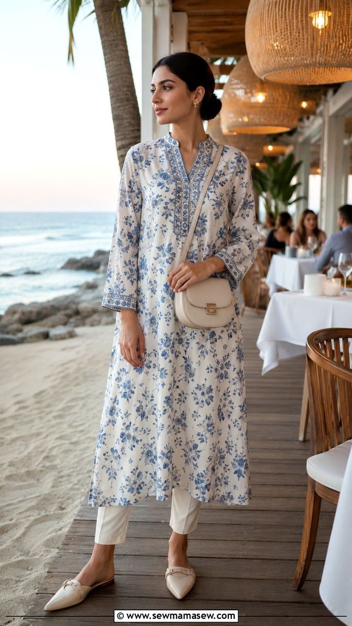 Maxi Tunic With Cropped Pants - 25 Modest outfit ideas for beach
