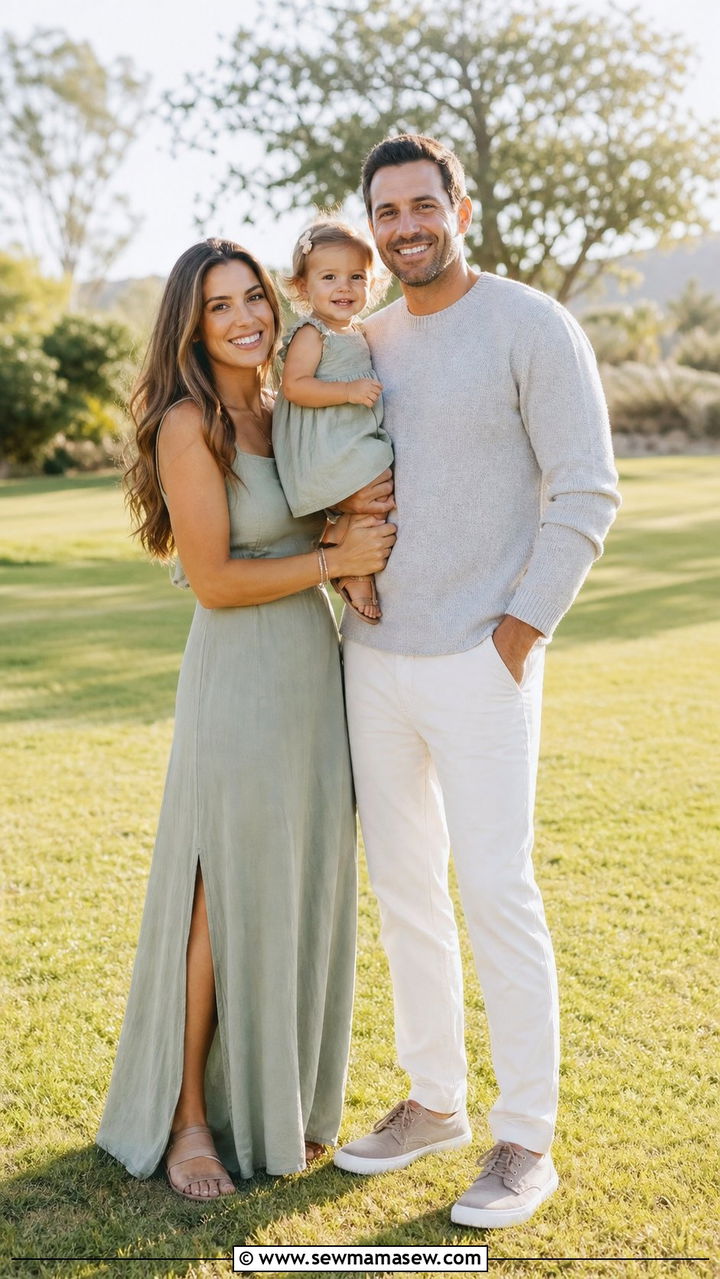 Maxi dress family photo outfit with toddler - 25 Family photo outfit ideas with toddlers