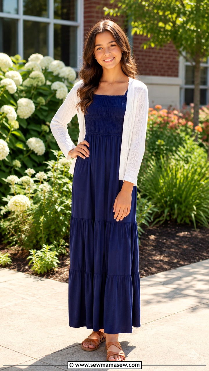 Maxi dress with a light cardigan - 30 Middle school picture day outfit ideas