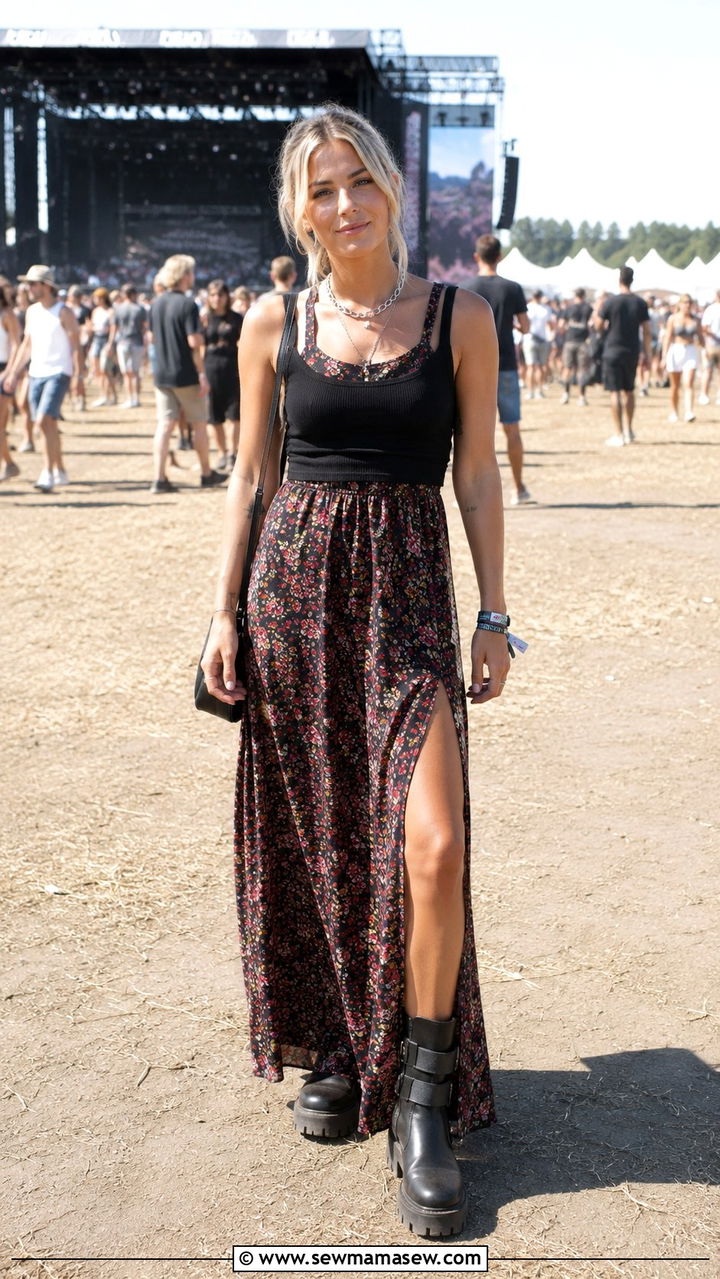 Maxi dress with biker boots outfit - 30 How to style a maxi dress in summer