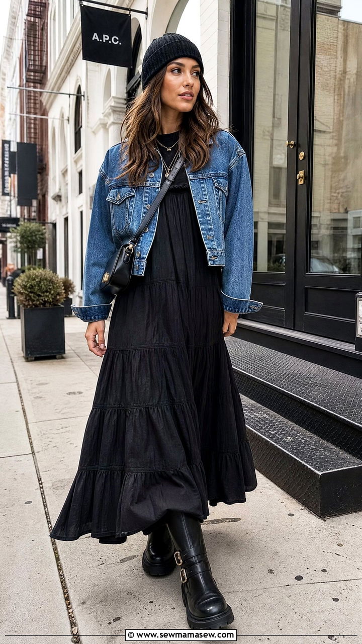 Maxi dress with biker boots outfit - 35 How to style a maxi dress