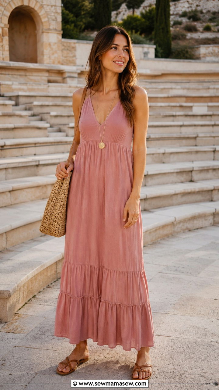 Maxi dress with flat sandals - 20 Ballet recital outfit ideas