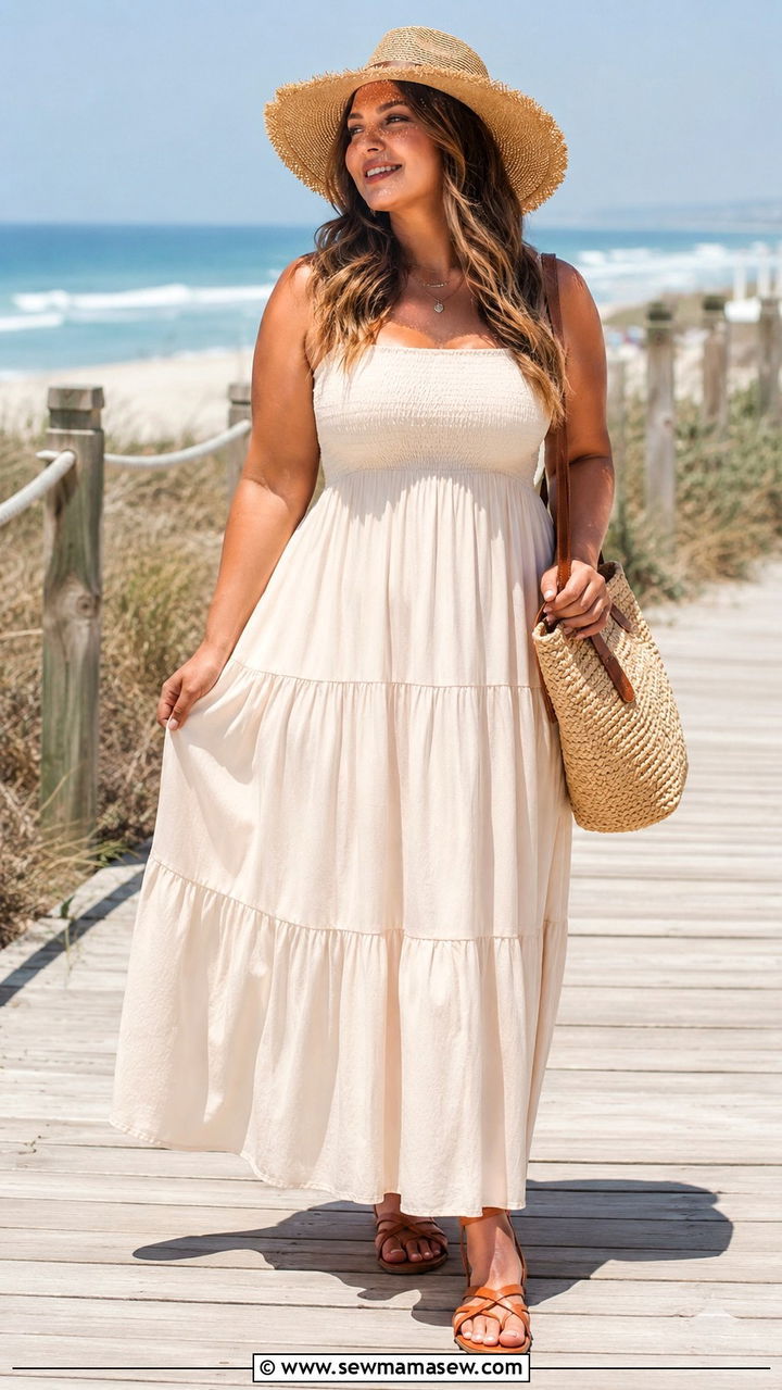 Maxi dress with flat sandals - 25 Outfit ideas for thick thighs
