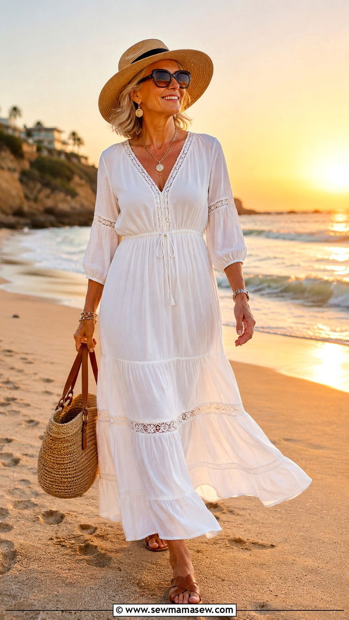 Maxi dress with flat sandals - 30 Outfit ideas for women over 55