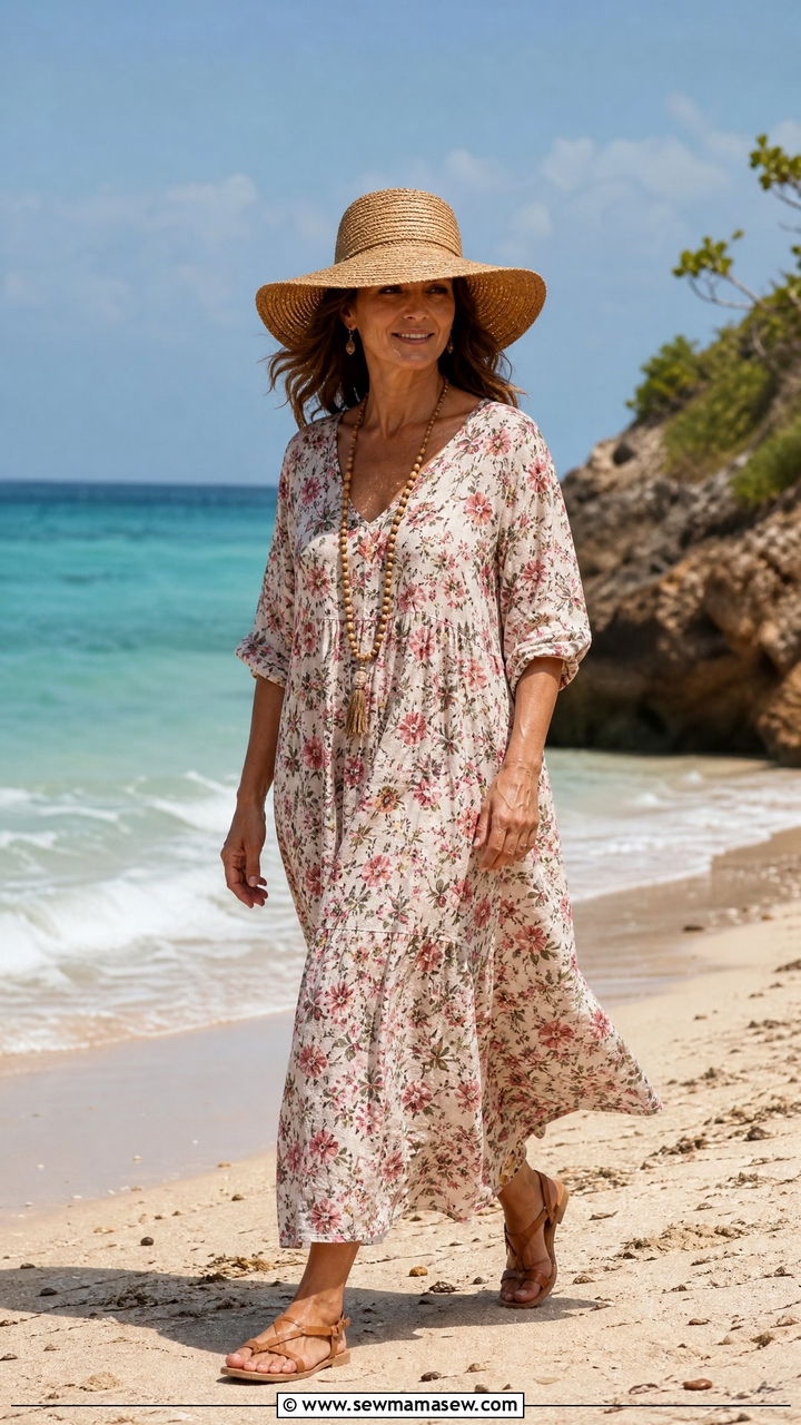 Maxi dress with flat sandals outfit - 30 Stylish outfits for grandmas