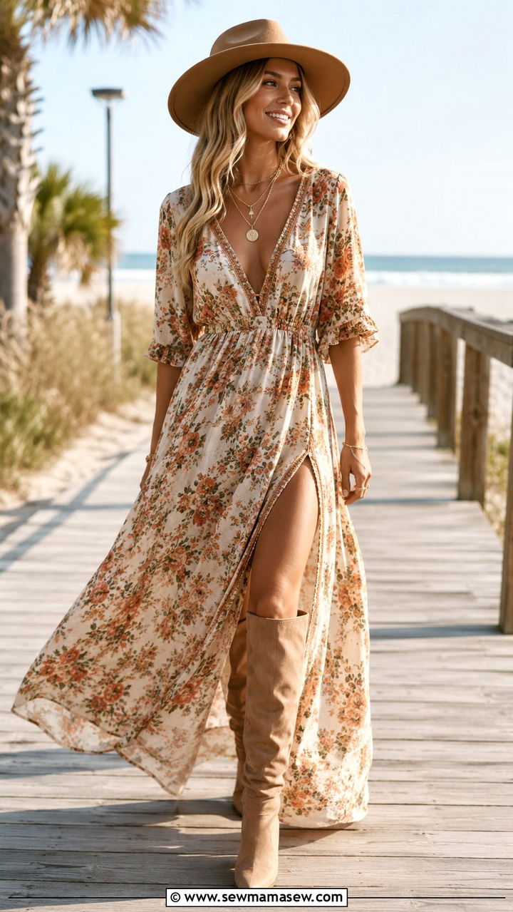 Maxi dress with knee high boots summer - 30 How to style knee high boots in summer