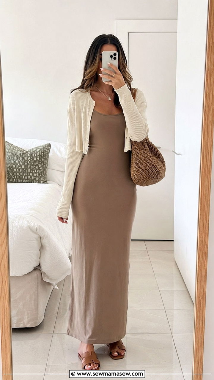 Maxi dress with lightweight cardigan outfit - 30 How to style a maxi dress in summer