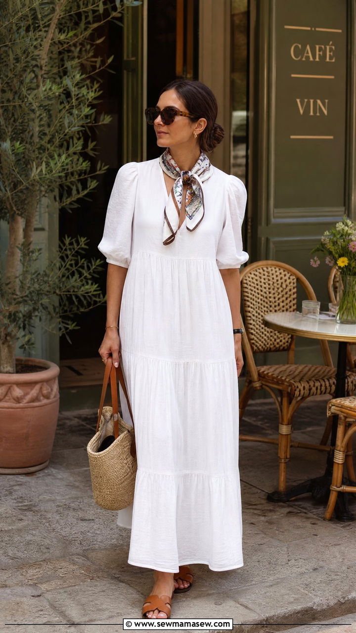 Maxi dress with scarf and sandals - 35 How to style a maxi dress