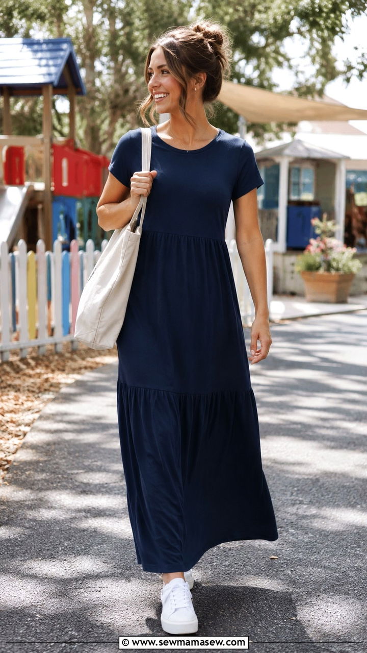 Maxi dress with sneakers preschool teacher outfit - 25 Preschool teacher outfit ideas