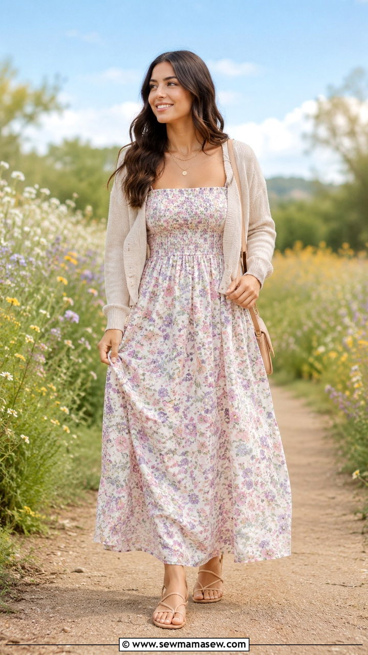 Maxi dress with strappy sandals outfit - 20 Spring outfits for short legs