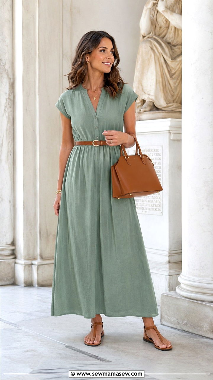 Maxi dress with t strap flat sandals outfit - 30 Maxi dress with sandals outfit ideas