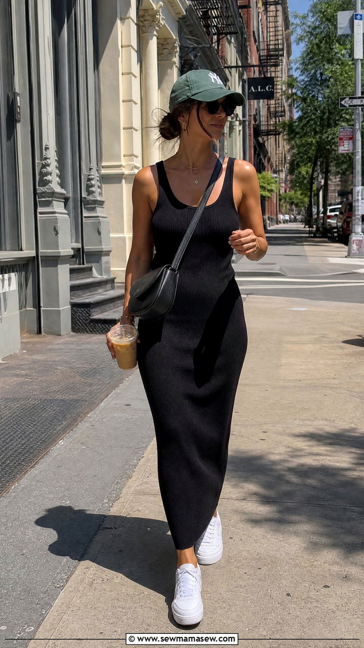 Maxi dress with white sneakers outfit - 35 How to style a maxi dress