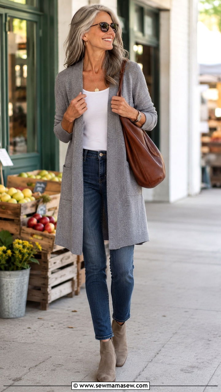Maxi shirtdress with wedge sandals for tall women over 50 - 30 Tall outfits for women over 50