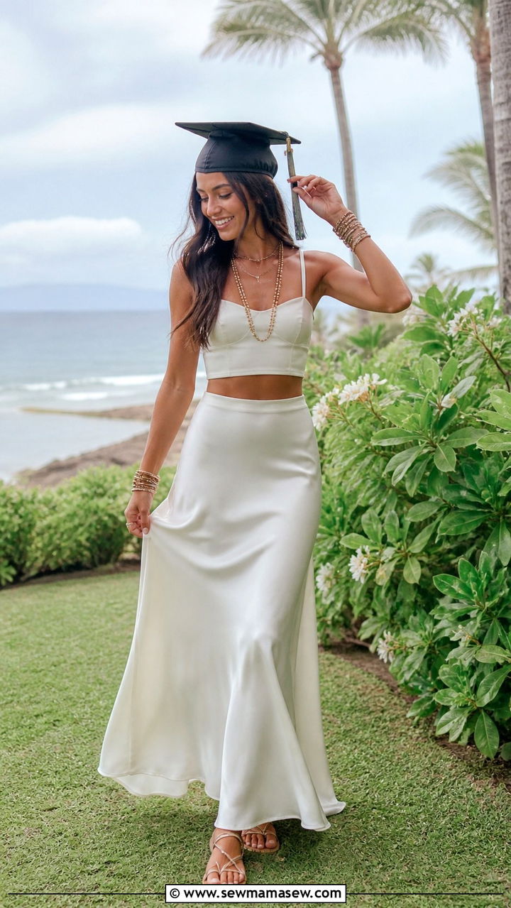 Maxi skirt and crop top graduation outfit - 40 graduation outfits