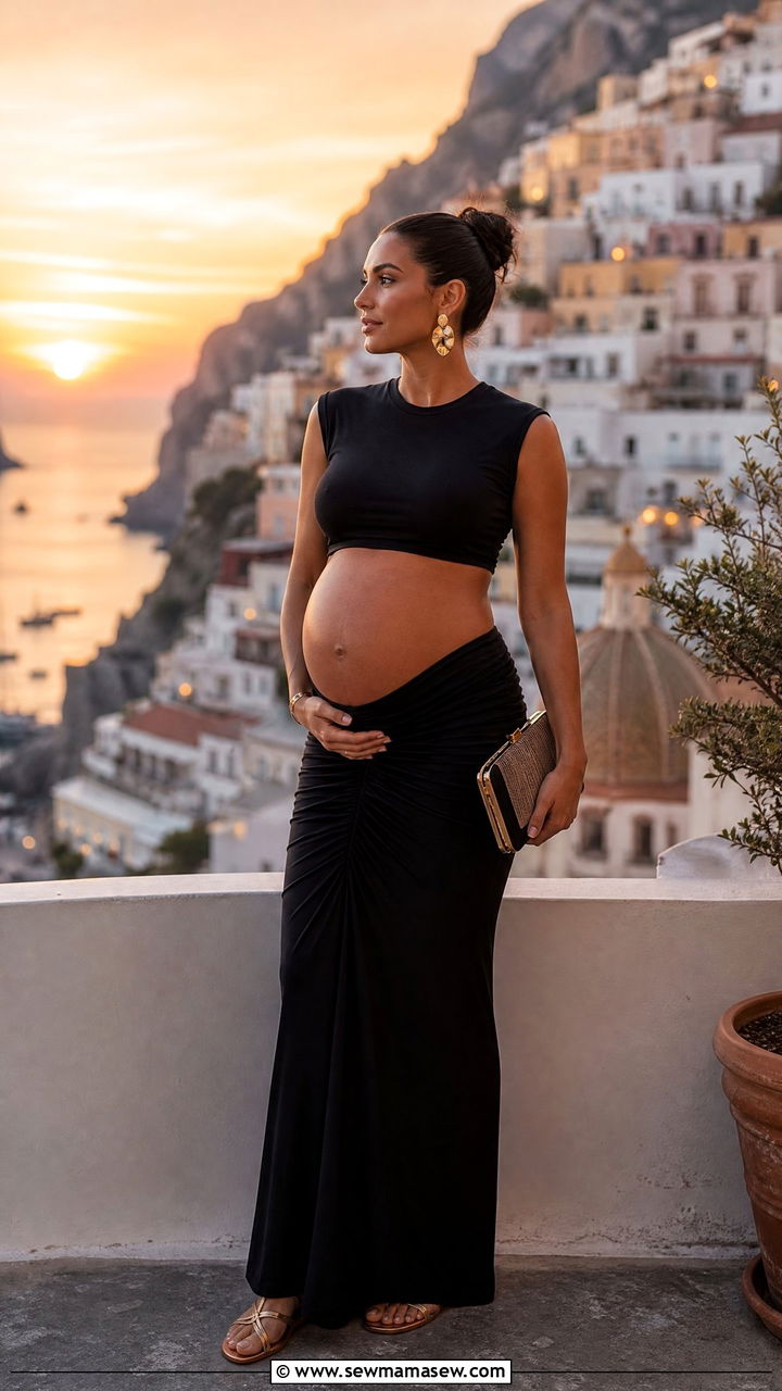 Maxi skirt and crop top maternity vacation - 30 Maternity outfit ideas for vacation