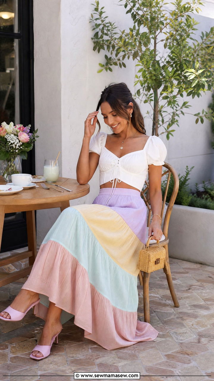 Maxi skirt brunch outfit - 30 Summer outfits with maxi skirts