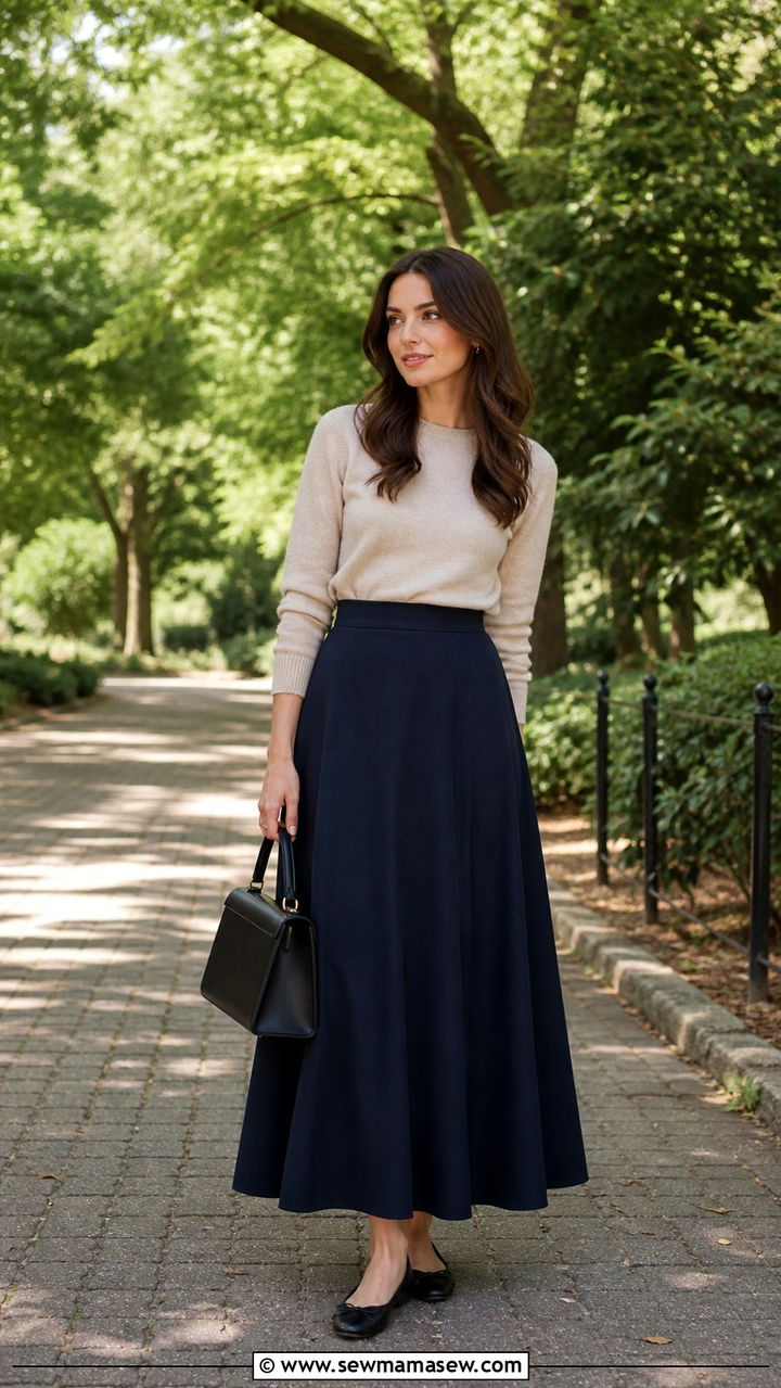 Maxi skirt with ballet flats outfit - 40 maxi skirt outfit ideas