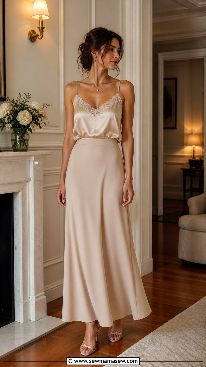 Maxi skirt with camisole outfit - 40 maxi skirt outfit ideas