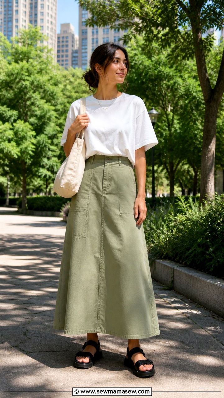 Maxi skirt with chunky sandals outfit - 40 maxi skirt outfit ideas