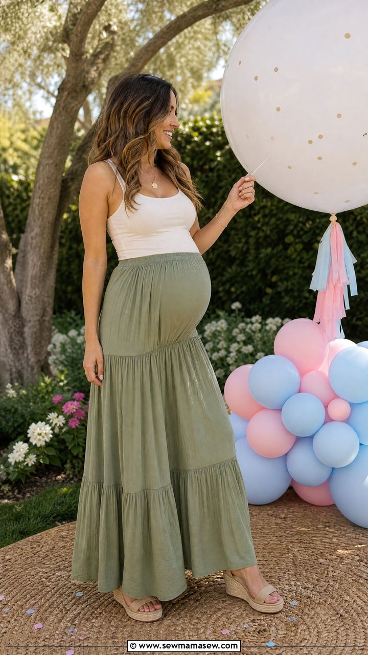 Maxi skirt with fitted tank for gender reveal - 25 Gender reveal outfit ideas