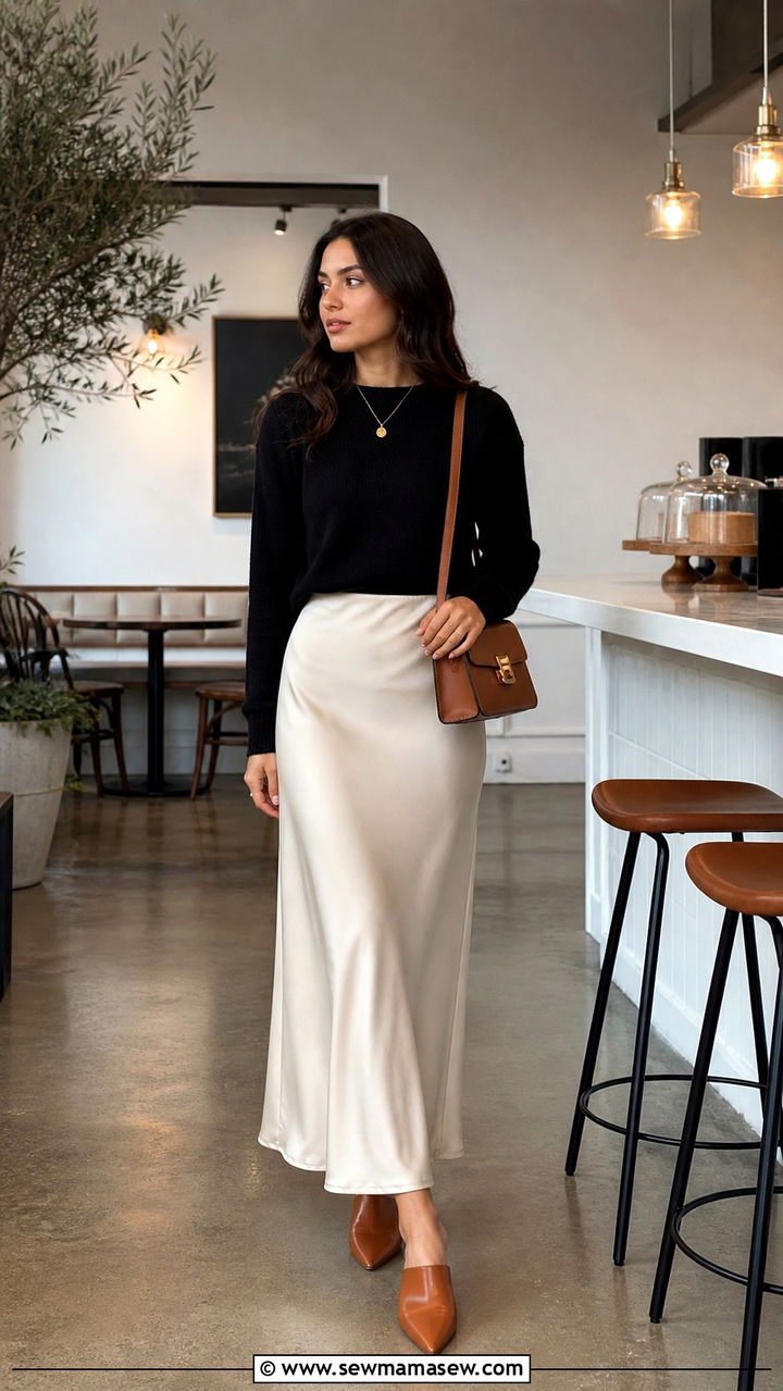 Maxi skirt with mules outfit - 40 maxi skirt outfit ideas
