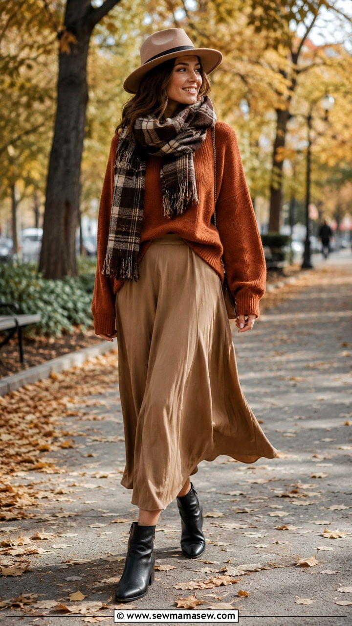 Maxi skirt with oversized sweater and ankle boots - 30 How to style a maxi skirt
