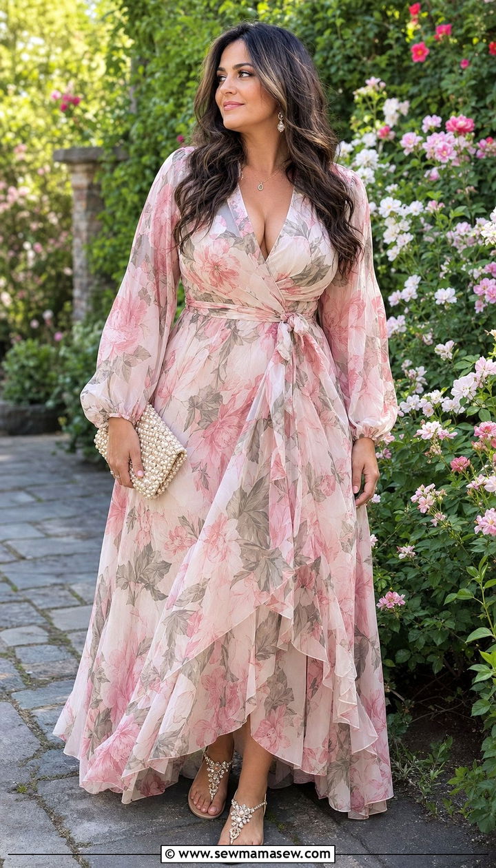 Maxi wrap dress for women with big bust outfit - 25 classy outfits for women with big bust