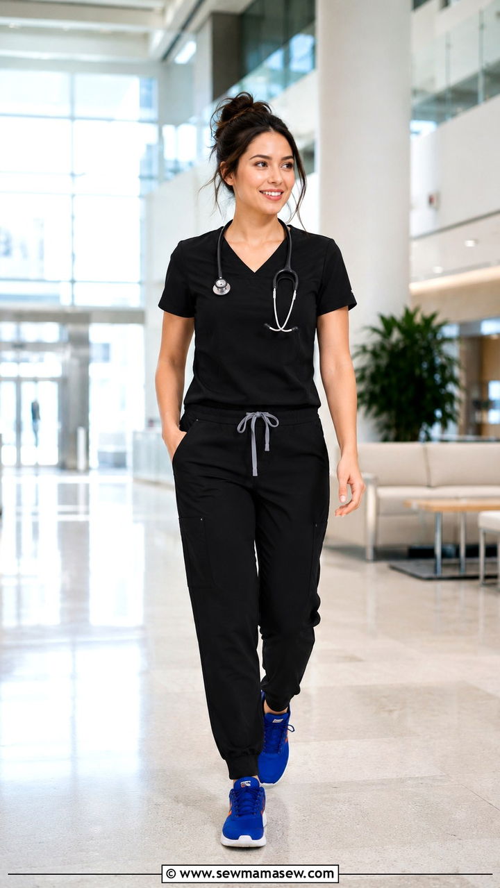 Medical Resident Monochrome Scrub Outfit With Colorful Sneakers - 30 Medical resident outfit ideas