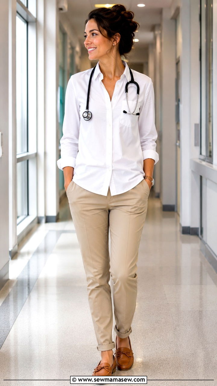 Medical Resident Outfit With Button Down Shirt and Chinos - 30 Medical resident outfit ideas