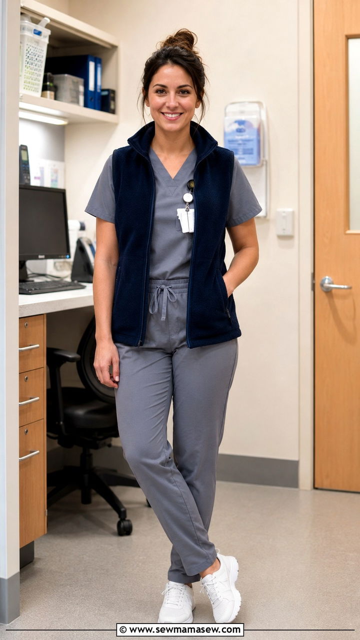 Medical Resident Outfit With Fleece Vest Over Scrub Set - 30 Medical resident outfit ideas