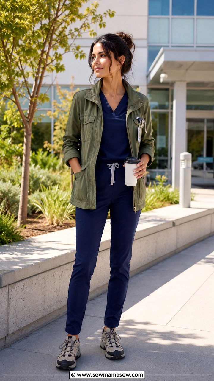 Medical Resident Utility Jacket Outfit With Slim Fit Scrubs - 30 Medical resident outfit ideas