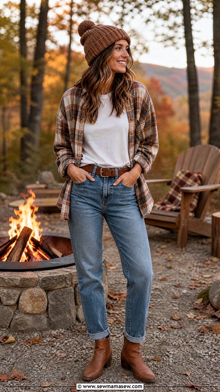 Medium wash jeans with flannel shirt - 30 Medium wash jeans outfit ideas