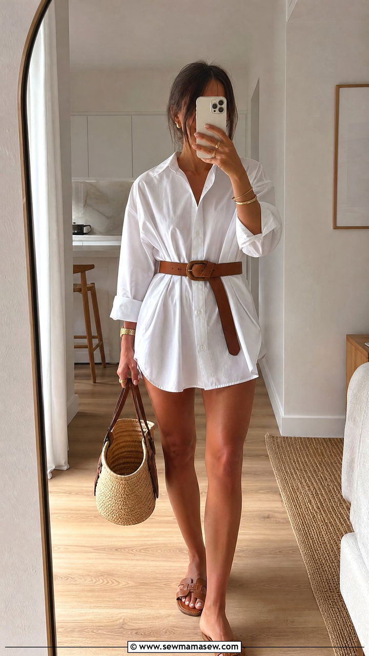 Mens Shirt With Belted Waist - 30 Jane Birkin outfit ideas