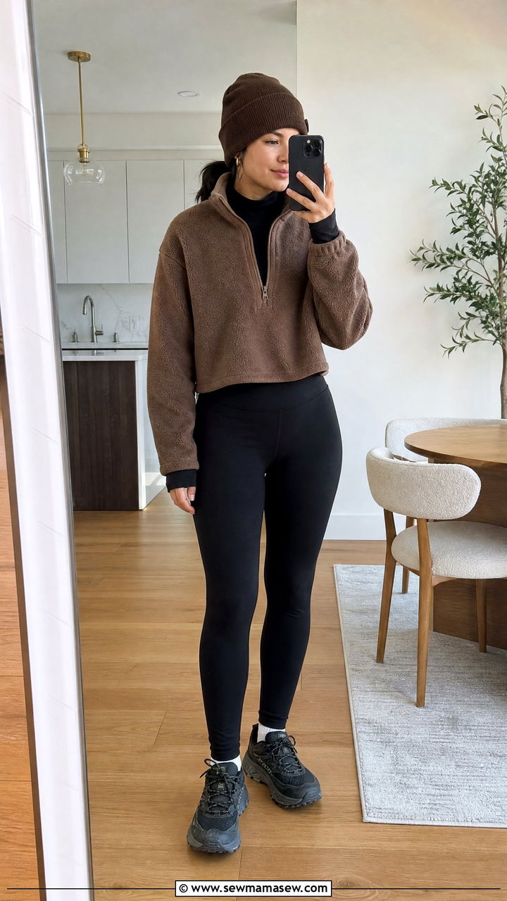 Merino Base Layer and Fleece Lined Leggings Outfit - 25 Gorpcore outfit ideas 2026