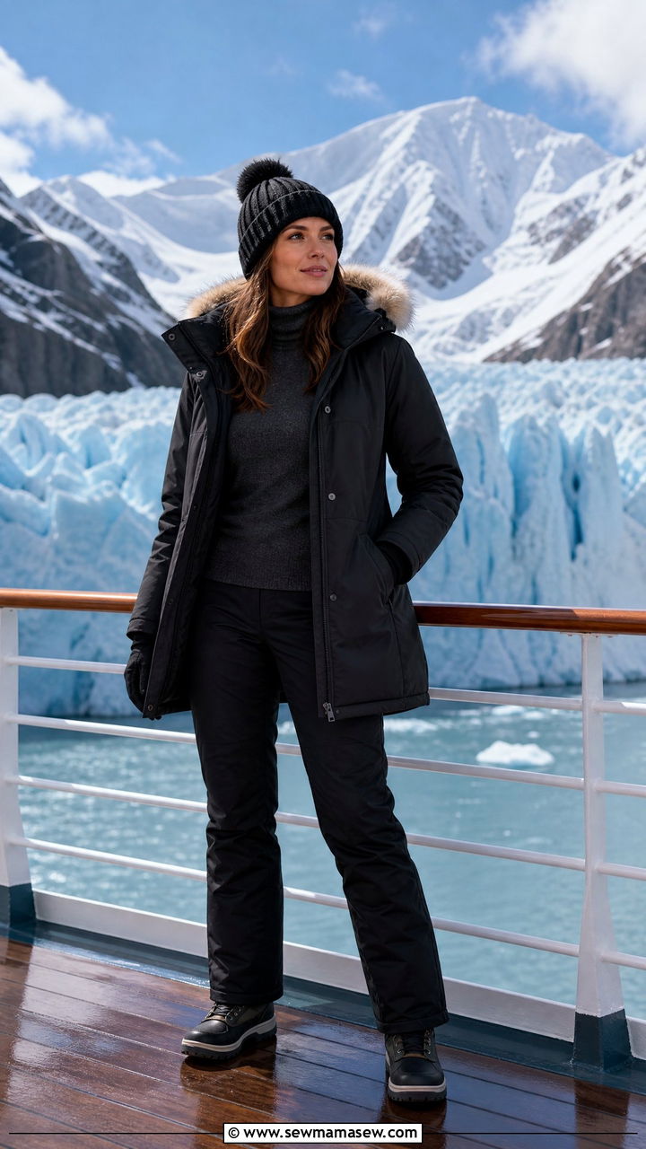 Merino Turtleneck With Fleece Lined Pants For Glacier Viewing - 30 Cruise excursion outfit ideas