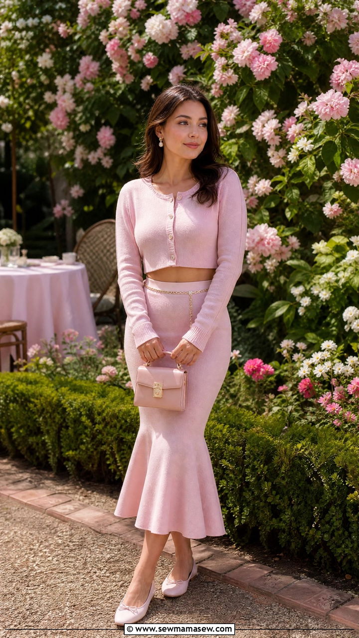 Mermaid Midi Skirt with Cardigan - 25 fashion inspo outfits for women