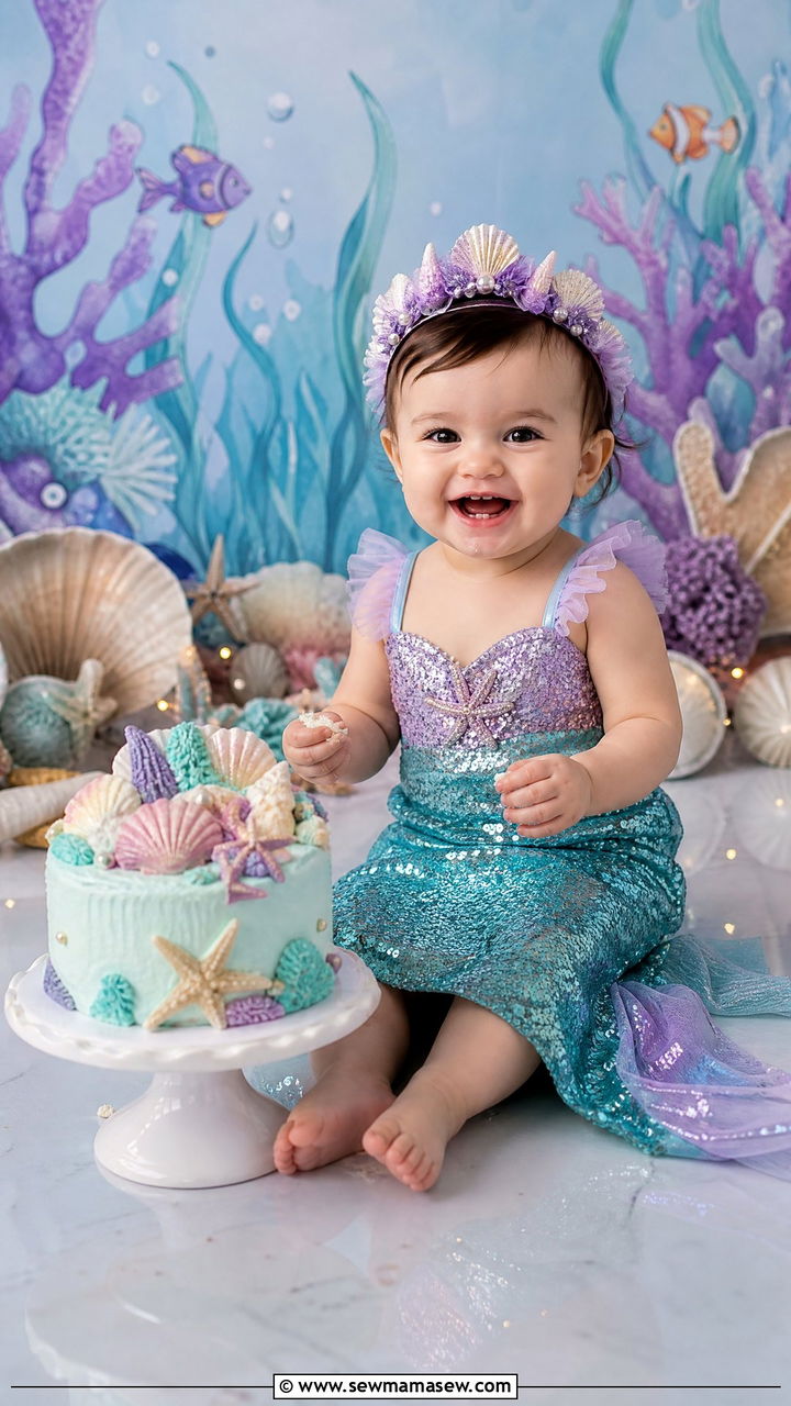 Mermaid Sequin Dress Cake Smash Outfit - 25 Cake smash outfit ideas