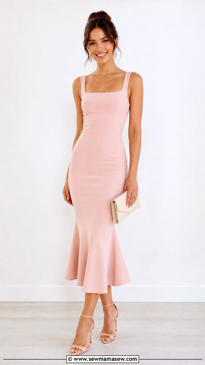 Mermaid hem midi dress graduation look - 40 graduation outfits