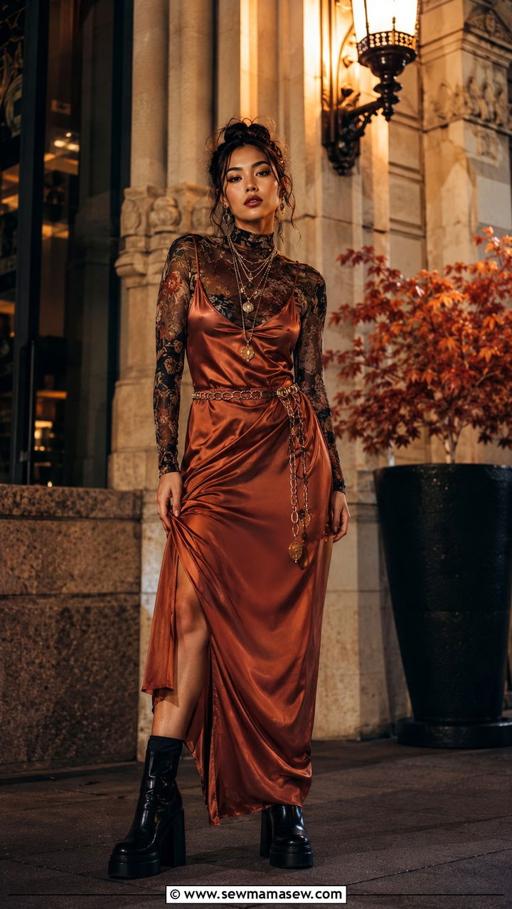 Mesh Top Layered Under Slip Dress - 25 maximalist outfits to copy